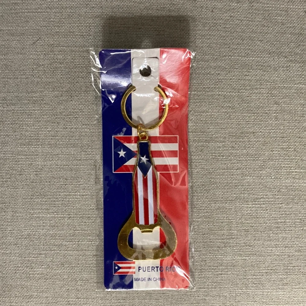 🆕 Puerto Rico 🇵🇷 beer 🍺 opener key chain & handmade adjustable bracelet